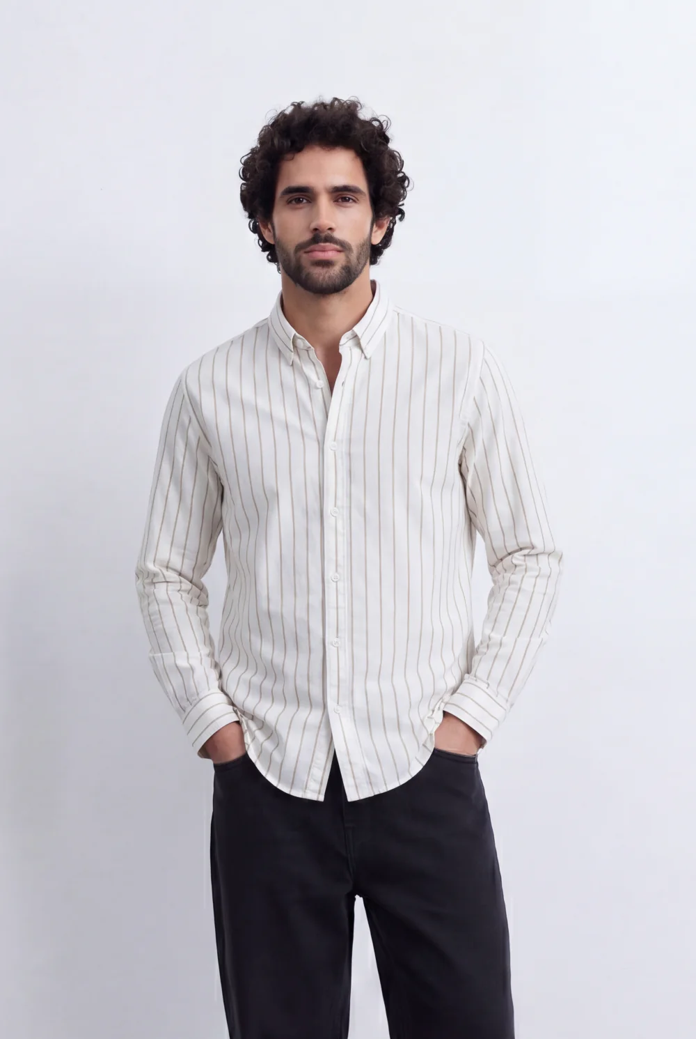 Men's Regular Fit Vertical Stripe Shirt Refined Long Sleeve Design for a Polished Everyday Appearance Tomato Store - Image 9