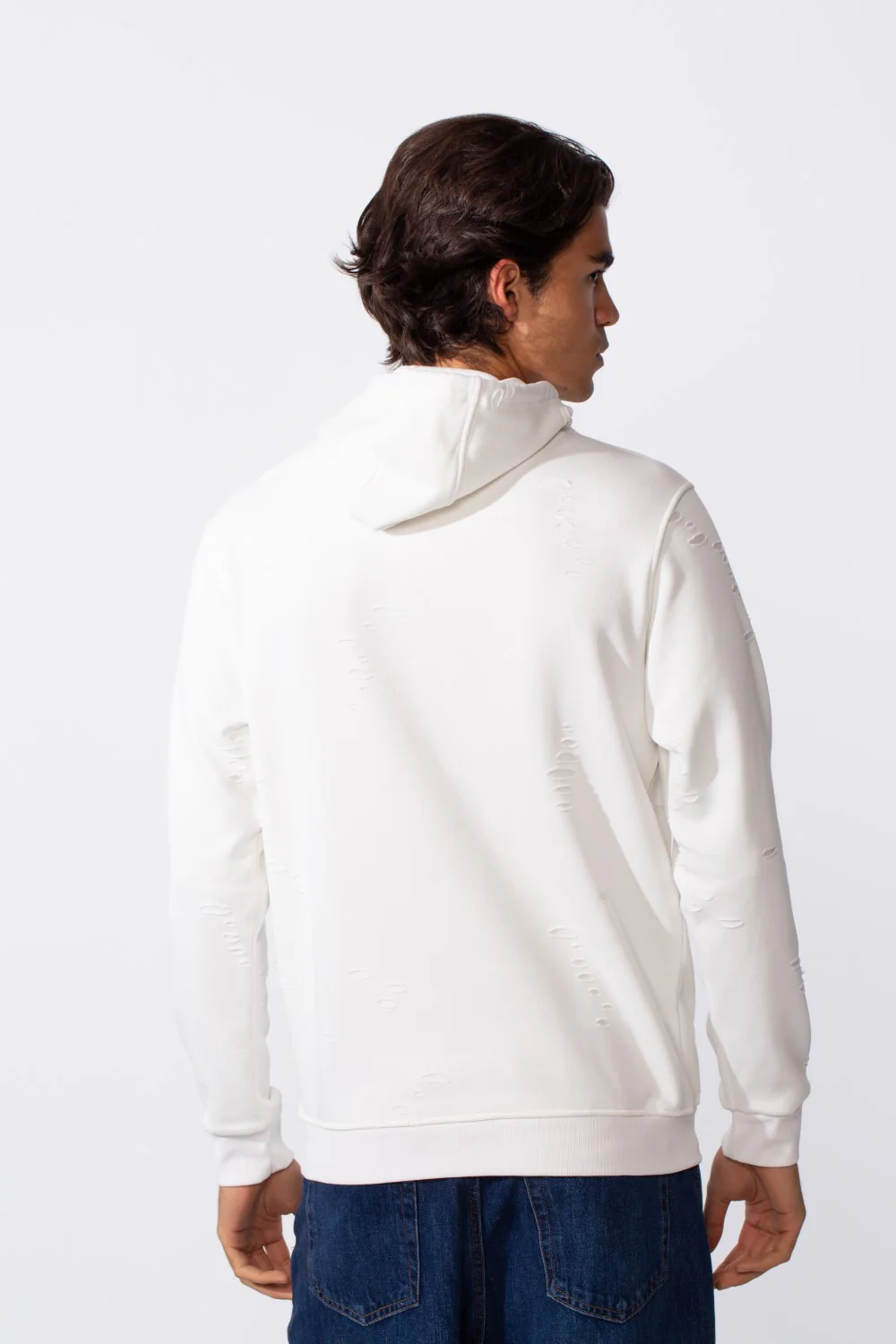 Men's Ripped Slim Fit Kangaroo Pocket Hood Sweatshirt - Image 10