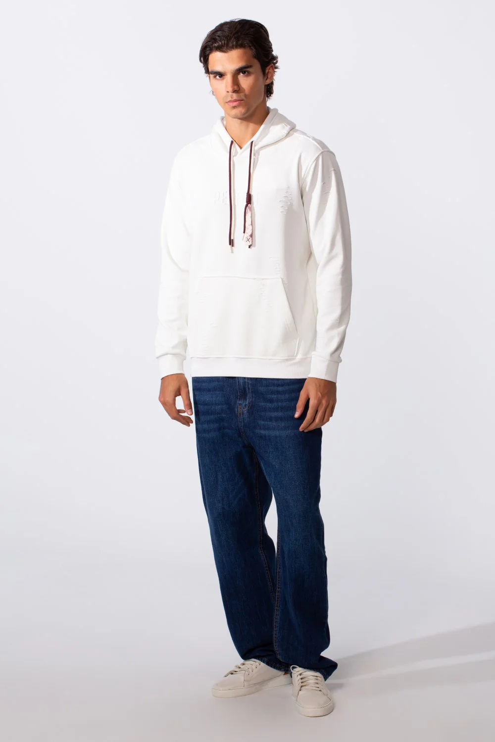 Men's Ripped Slim Fit Kangaroo Pocket Hood Sweatshirt - Image 11