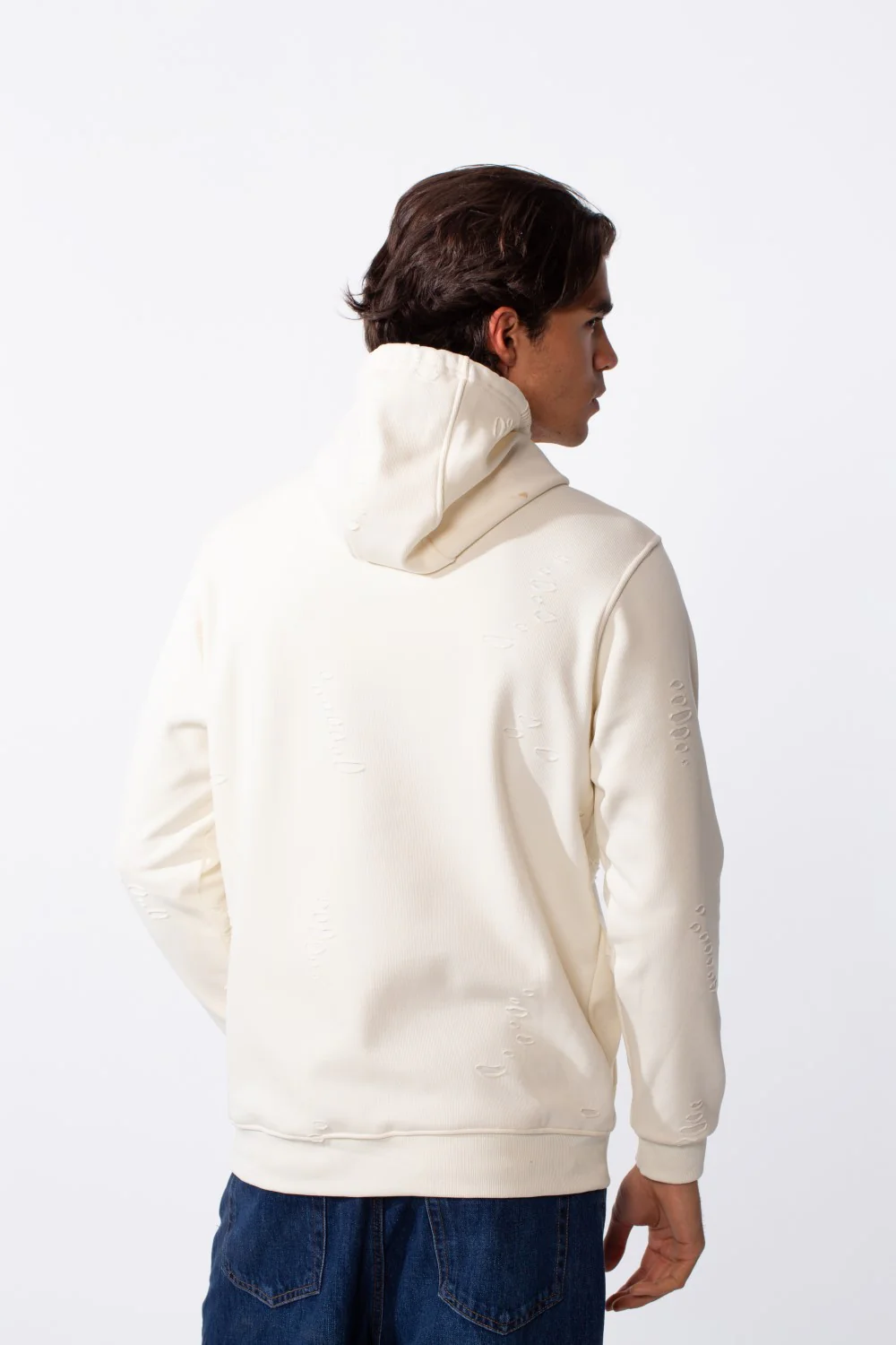 Men's Ripped Slim Fit Kangaroo Pocket Hood Sweatshirt - Image 6