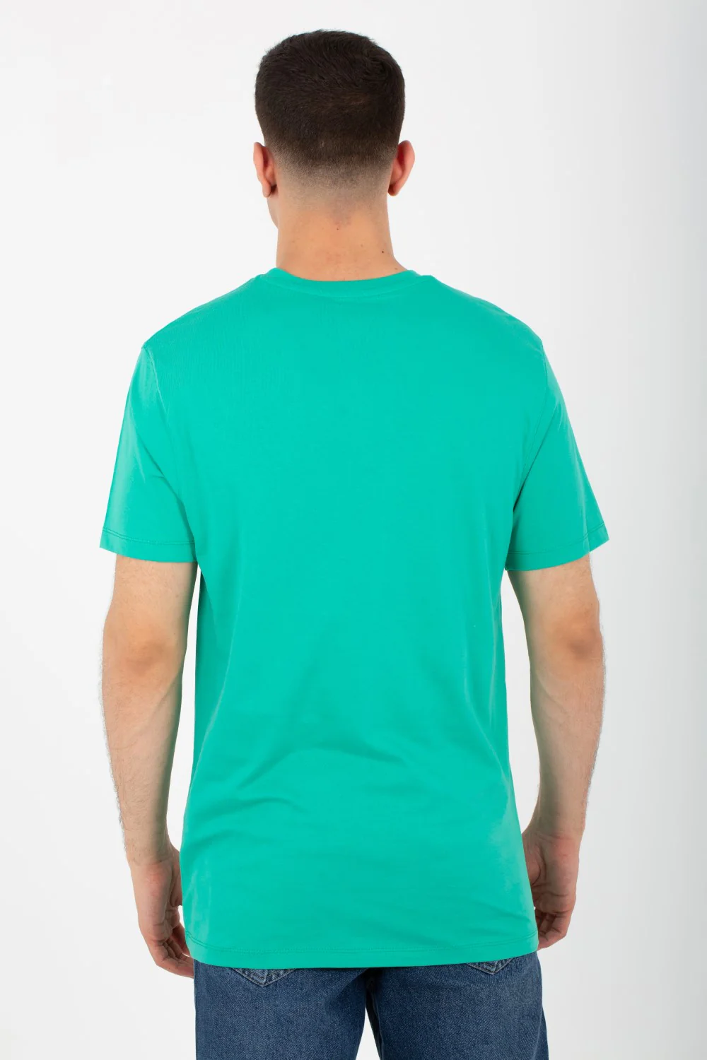 Mens Round Half Sleeves Melton Material T-Shirt Printed On The Front - Image 2