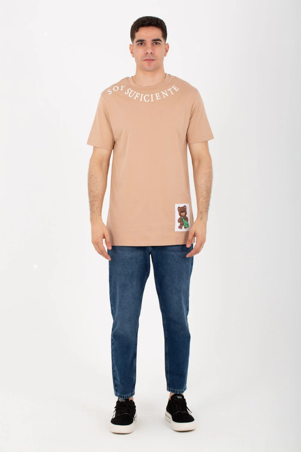 Mens Round Half Sleeves Melton Material T-Shirt Printed On The Front - Image 7
