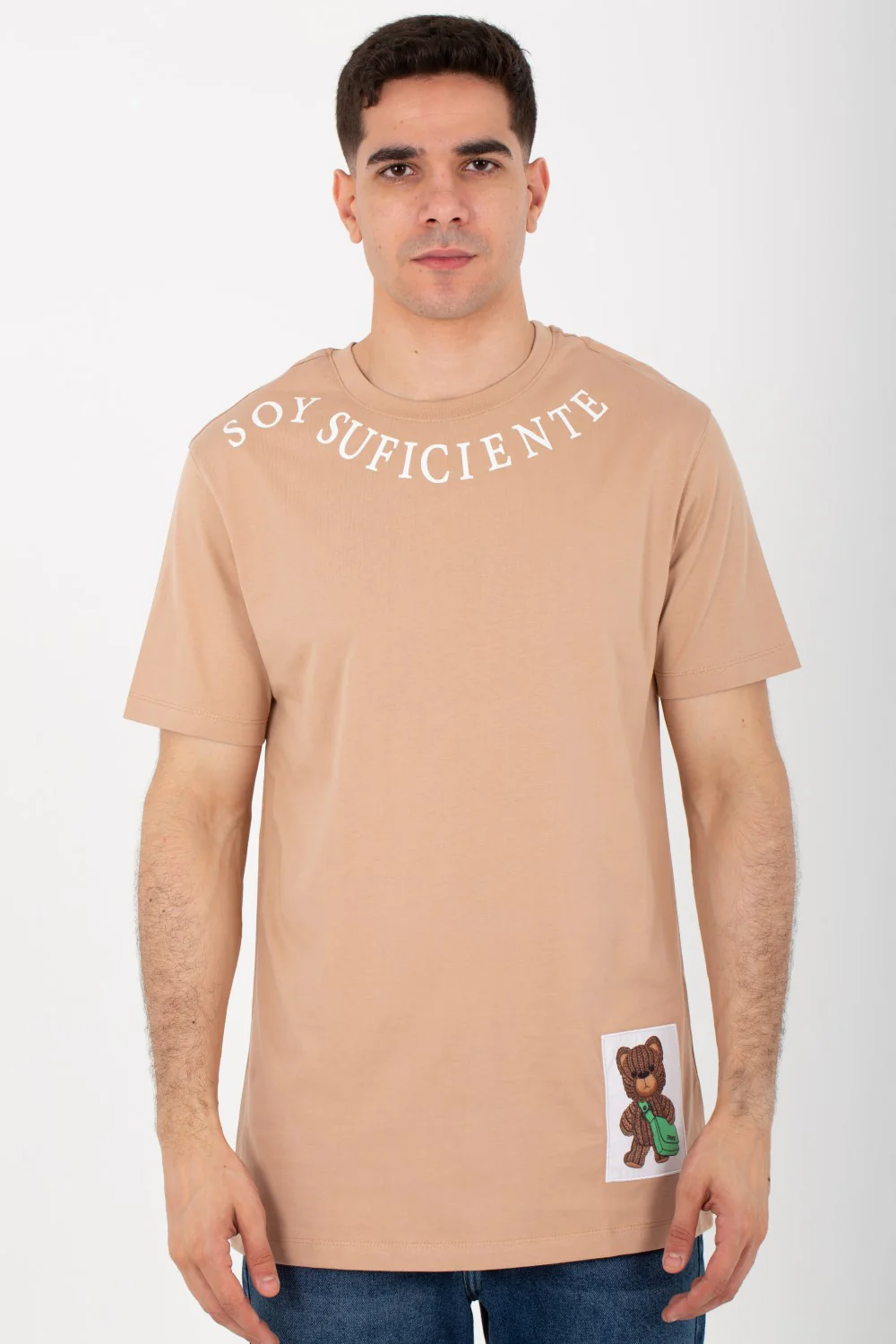 Mens Round Half Sleeves Melton Material T-Shirt Printed On The Front - Image 9