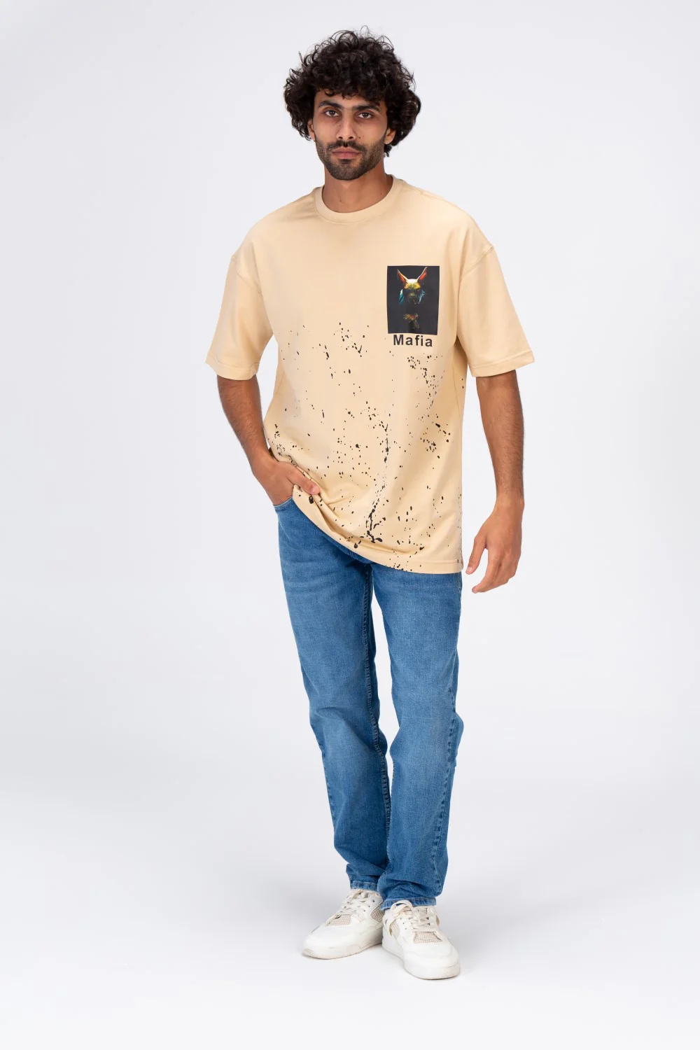 Mens Round Neck Half Sleeve T-shirt With Mafia Print And A Modern Cut - Image 3