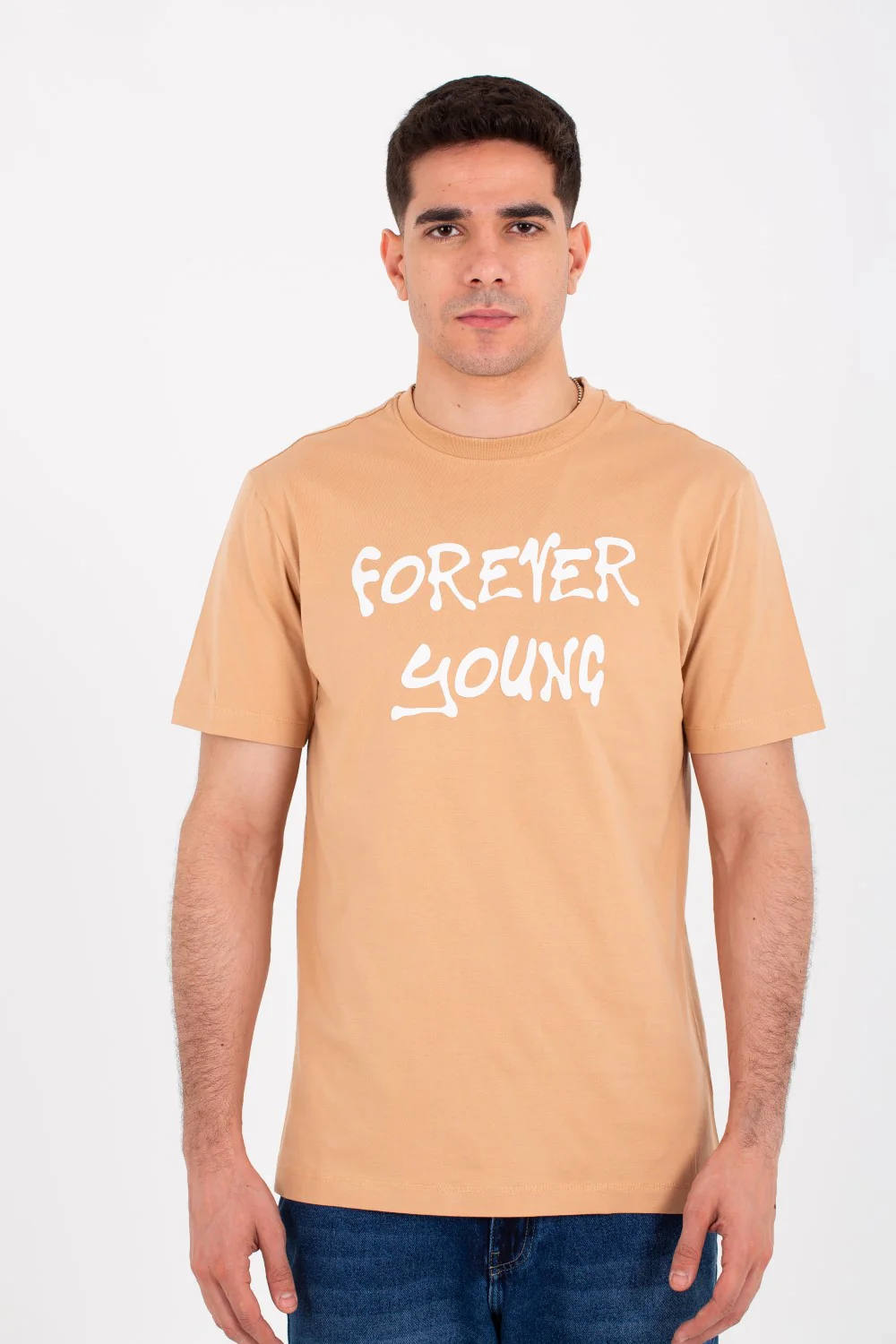 Mens round neck half sleeves T-shirt with front and back print