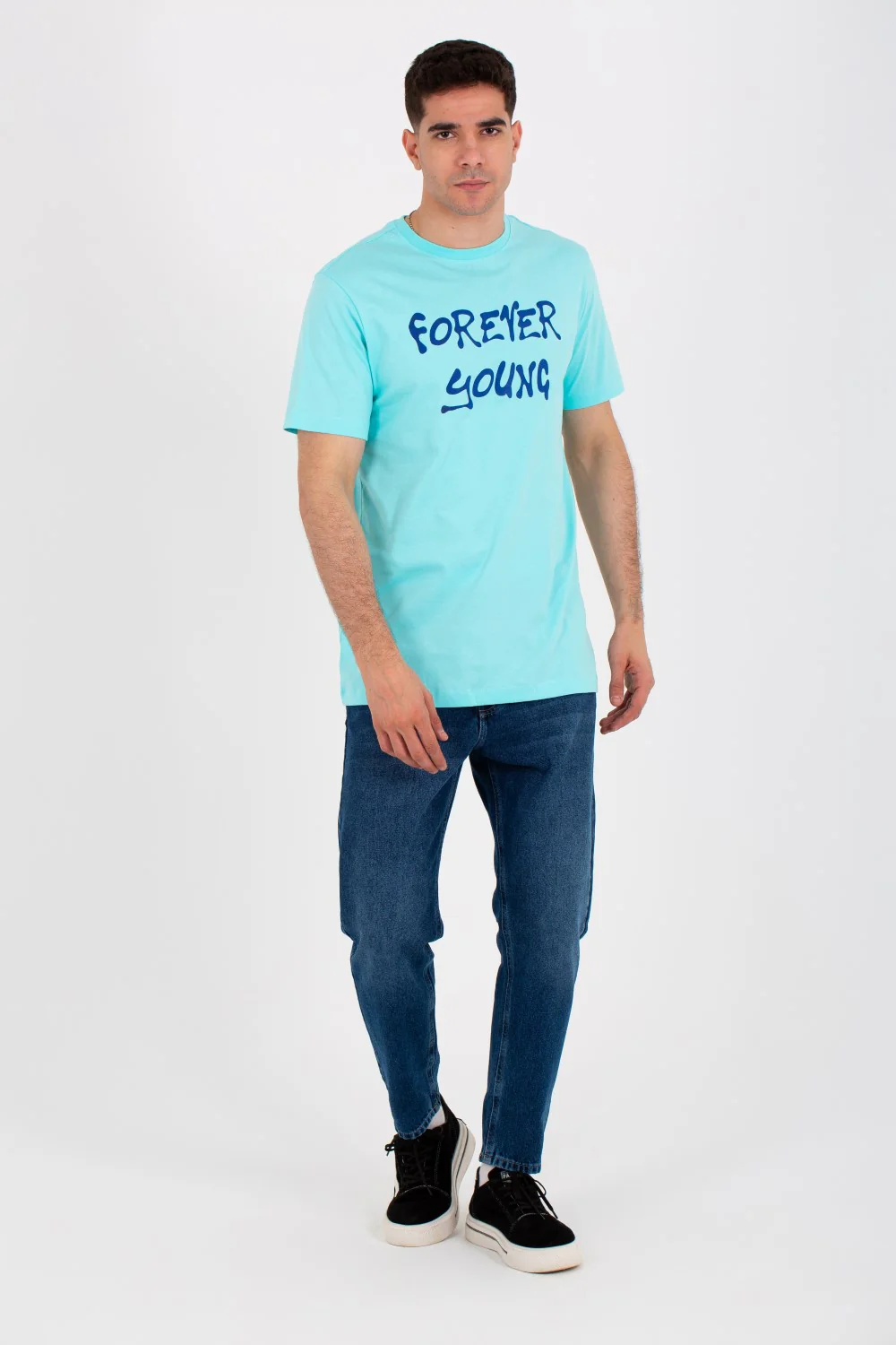 Mens round neck half sleeves T-shirt with front and back print - Image 4