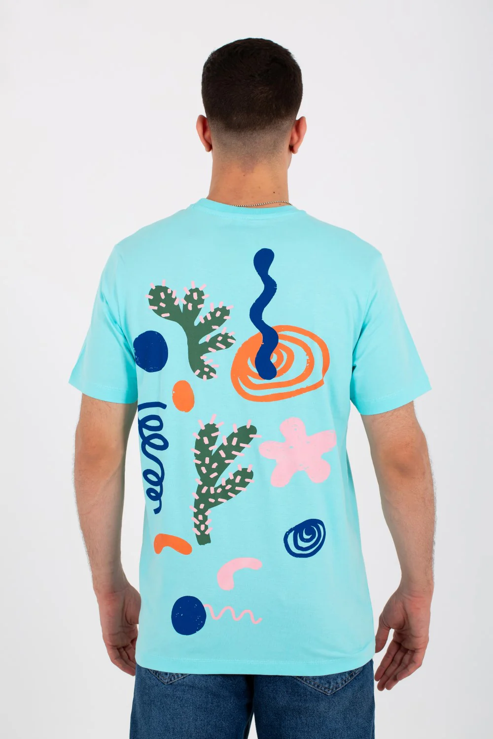 Mens round neck half sleeves T-shirt with front and back print - Image 5