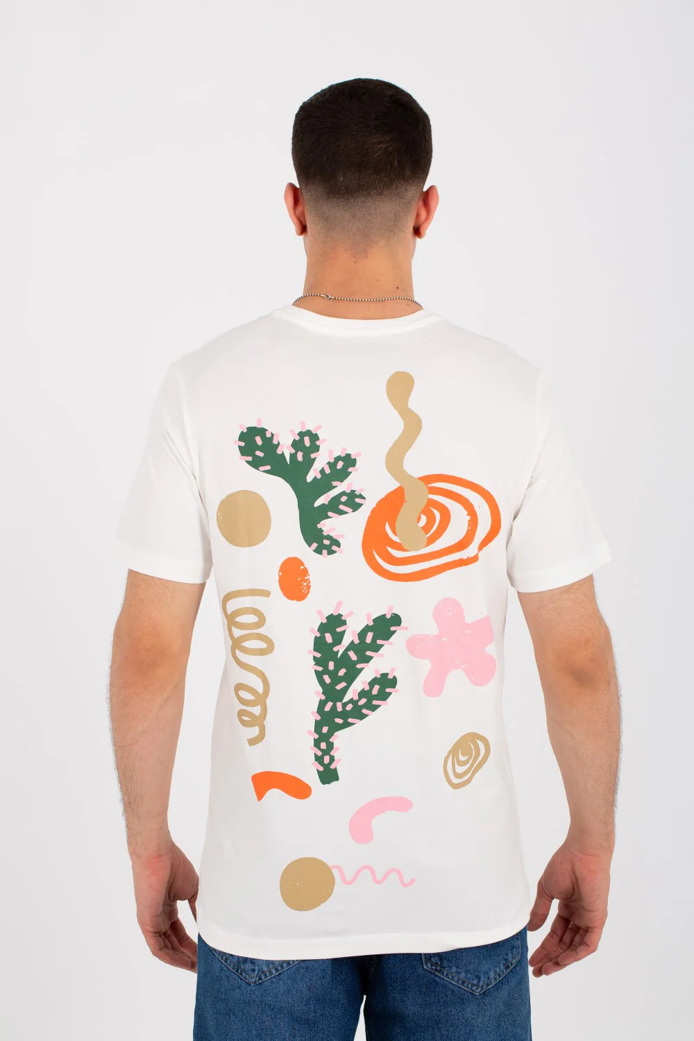 Mens round neck half sleeves T-shirt with front and back print - Image 8