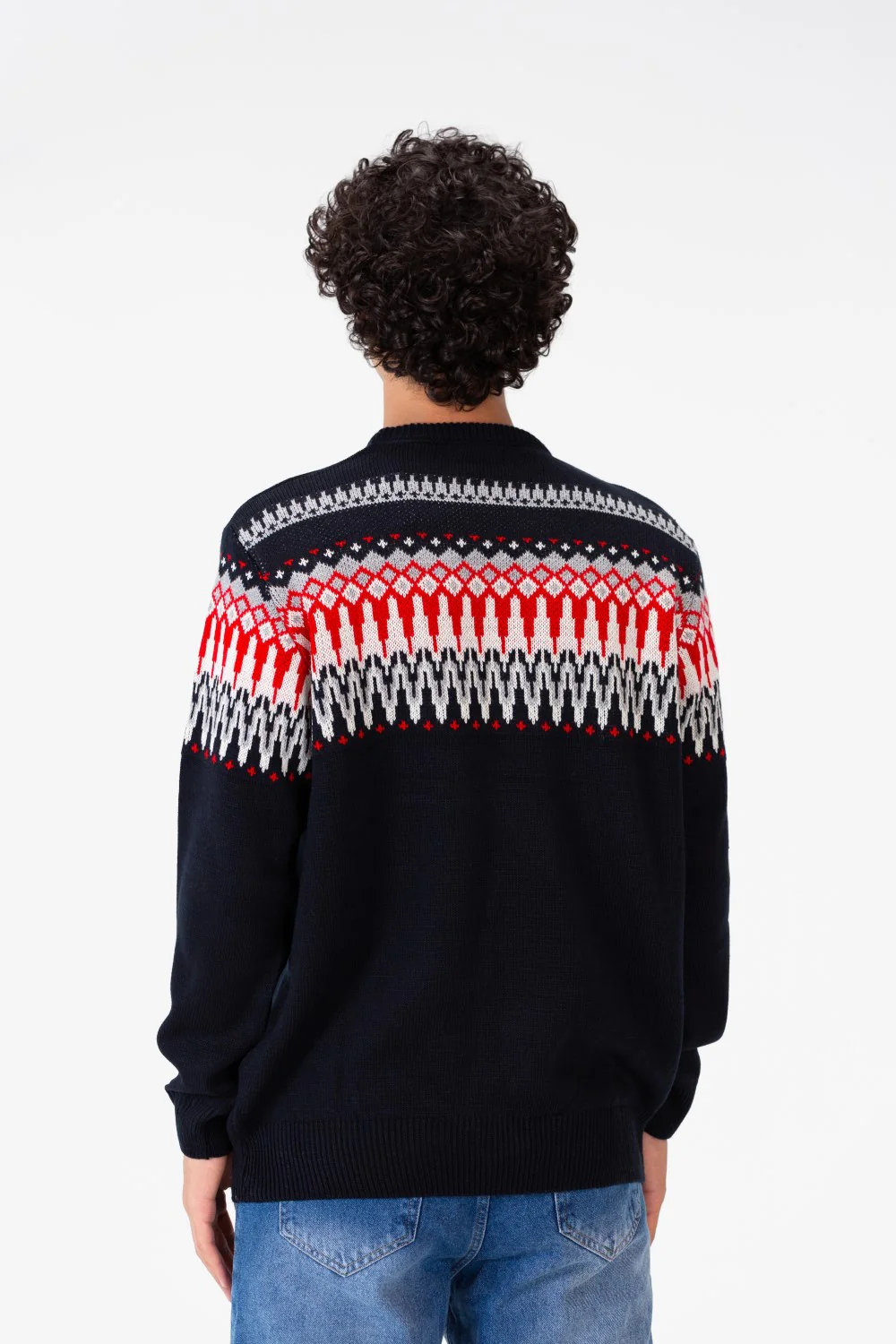 Men's Round Neck Long Sleeves Jakar Pullover With Print On The Top - Image 2