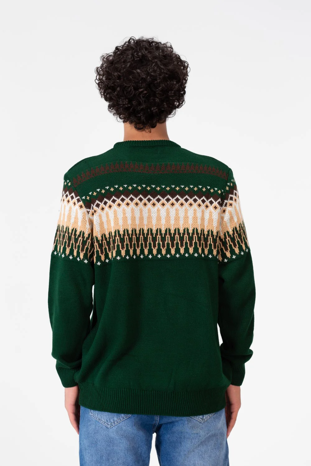 Men's Round Neck Long Sleeves Jakar Pullover With Print On The Top - Image 5