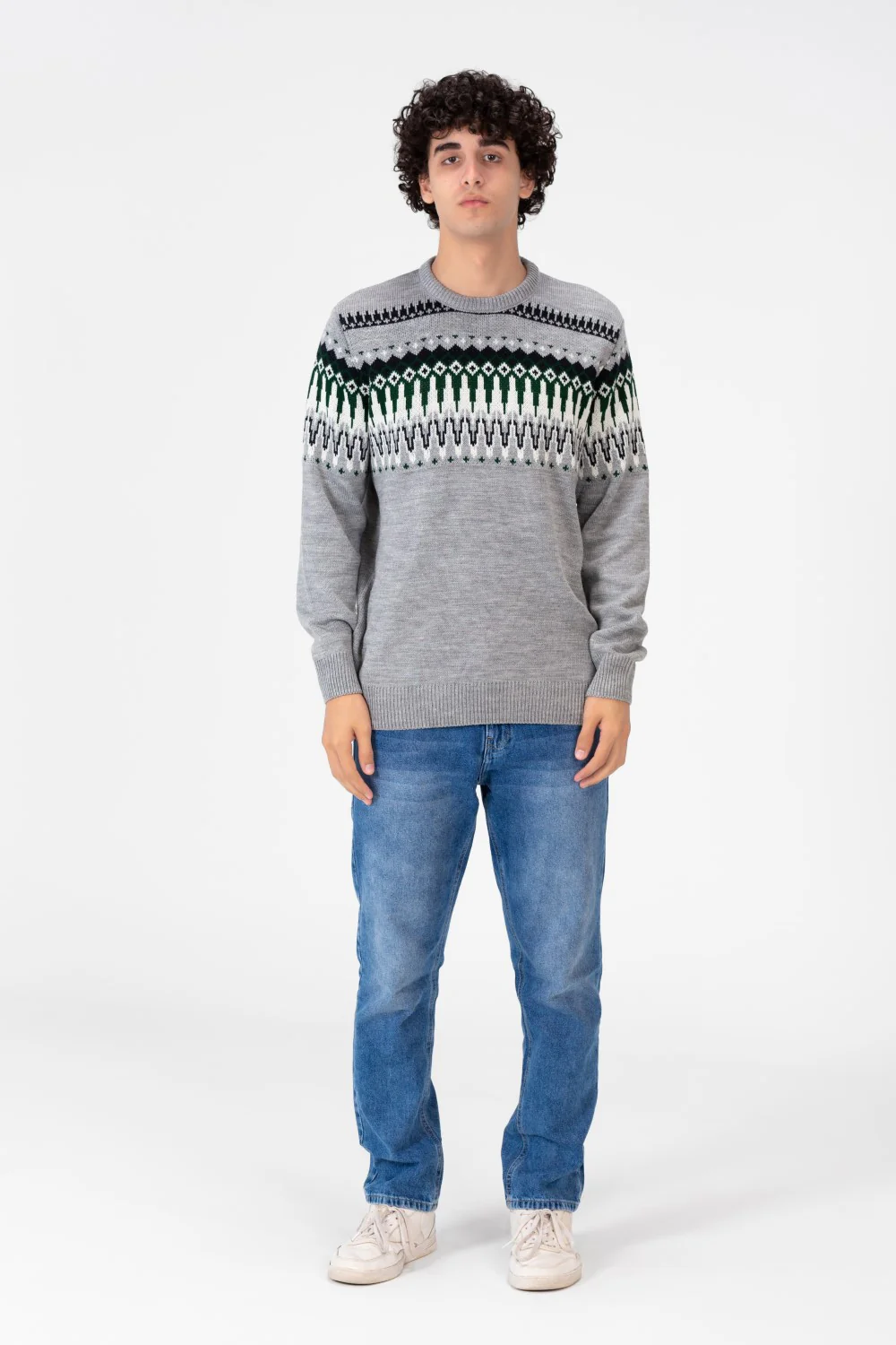 Men's Round Neck Long Sleeves Jakar Pullover With Print On The Top - Image 9