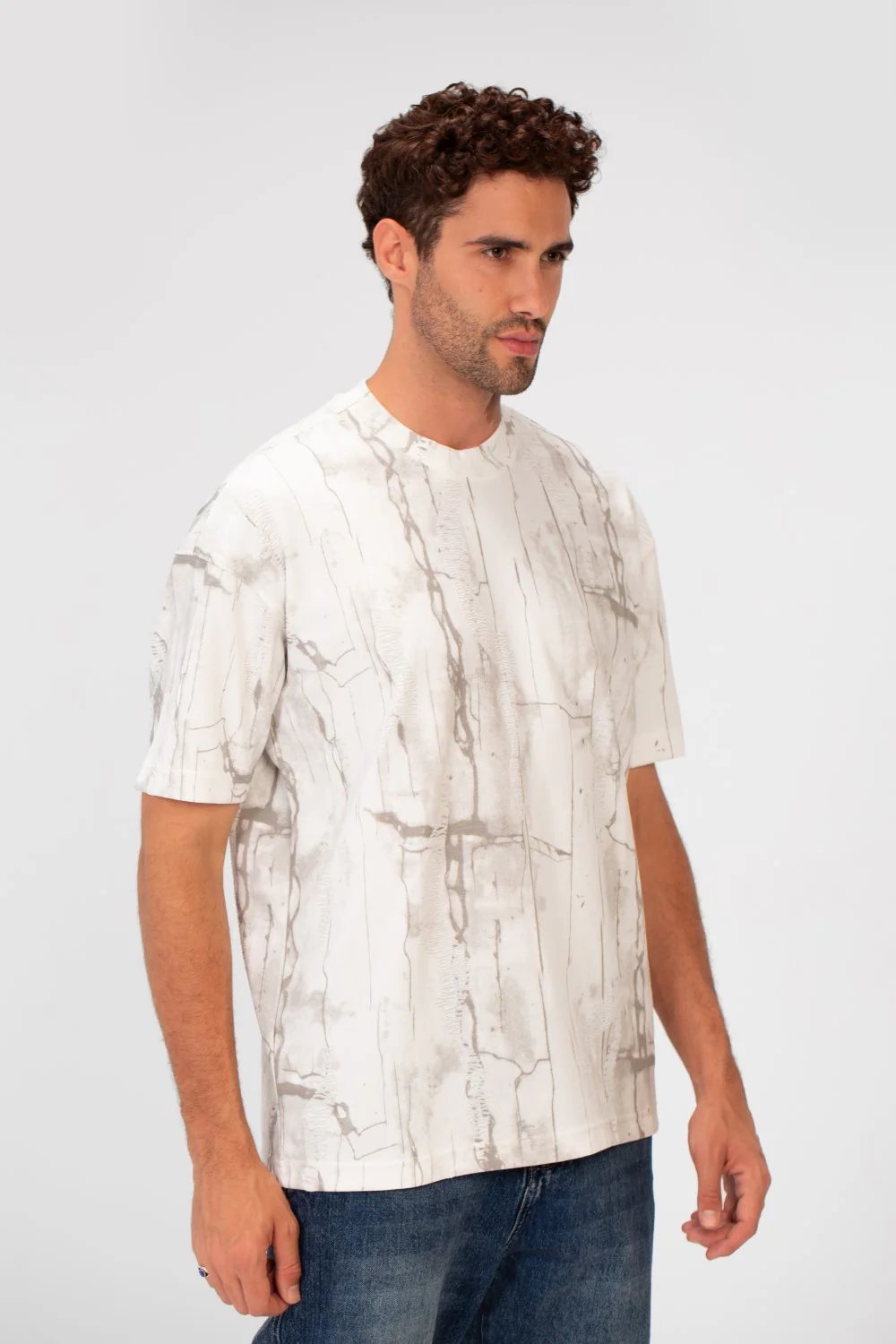 Men's Round Neck Printed Oversized Short Sleeve T-Shirt - Image 11