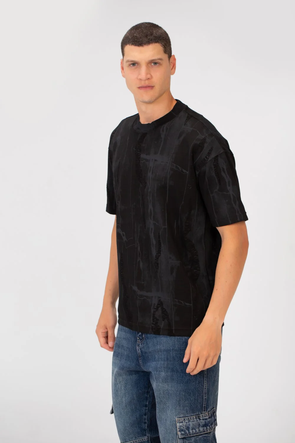 Men's Round Neck Printed Oversized Short Sleeve T-Shirt - Image 3