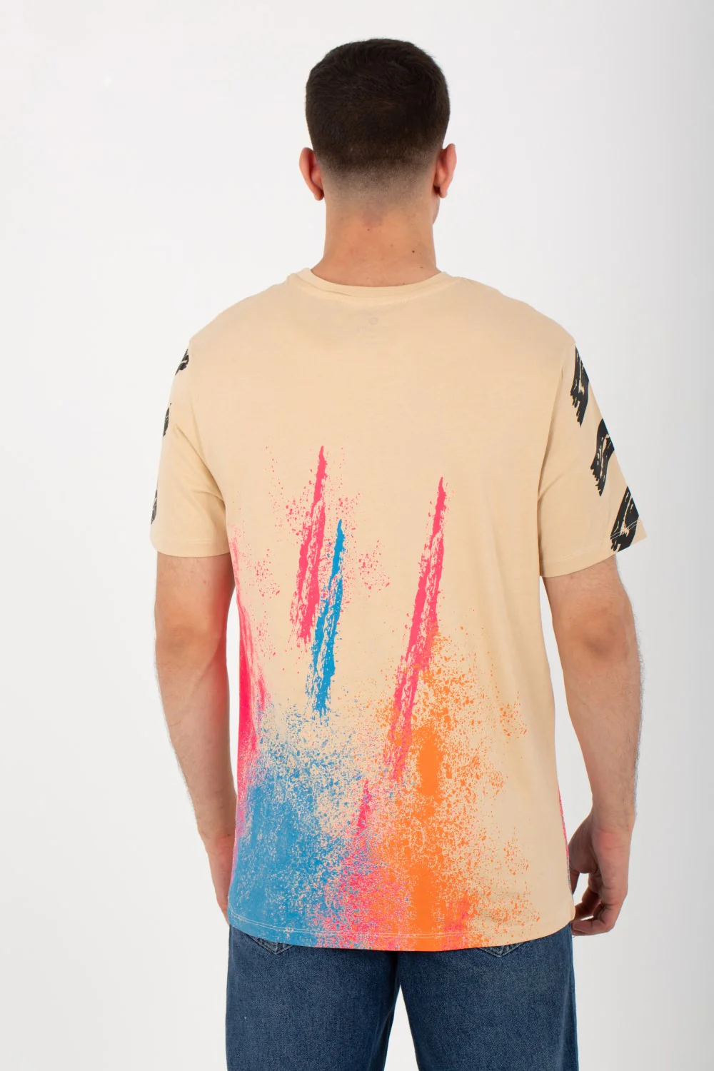 Mens Round Neck Short Sleeves T-shirt With Tomato Print And Colors On The Front And Back - Image 2