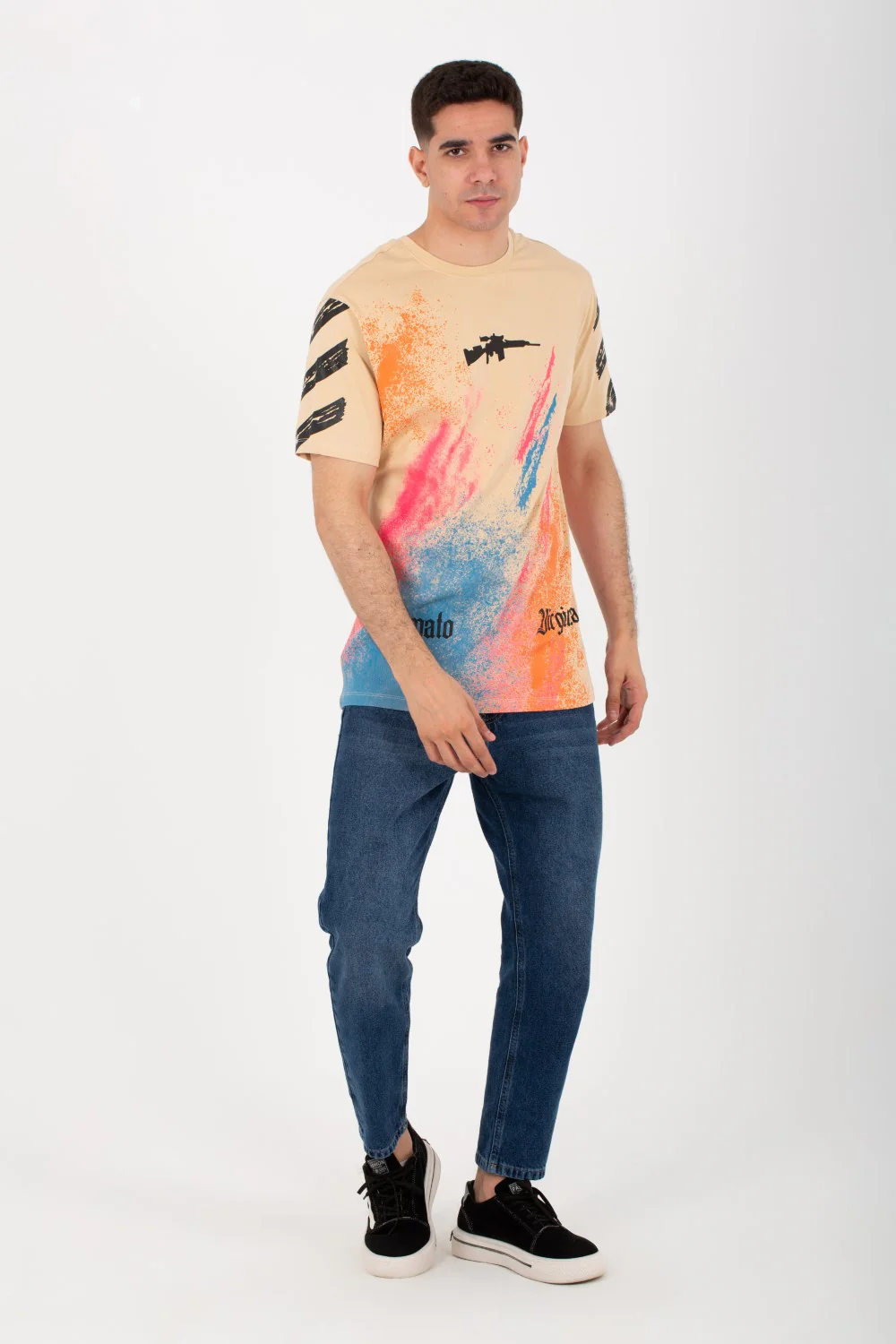 Mens Round Neck Short Sleeves T-shirt With Tomato Print And Colors On The Front And Back - Image 3