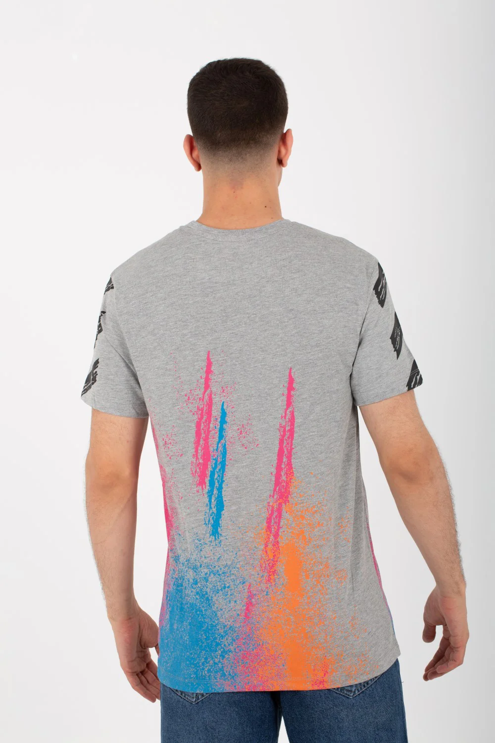 Mens Round Neck Short Sleeves T-shirt With Tomato Print And Colors On The Front And Back - Image 5