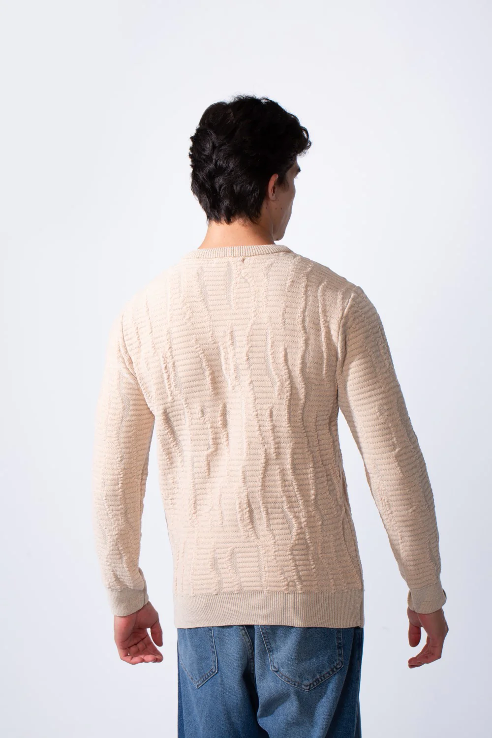Men's Round Neck Slim Fit Soft Textured Knitted Pullover - Image 2