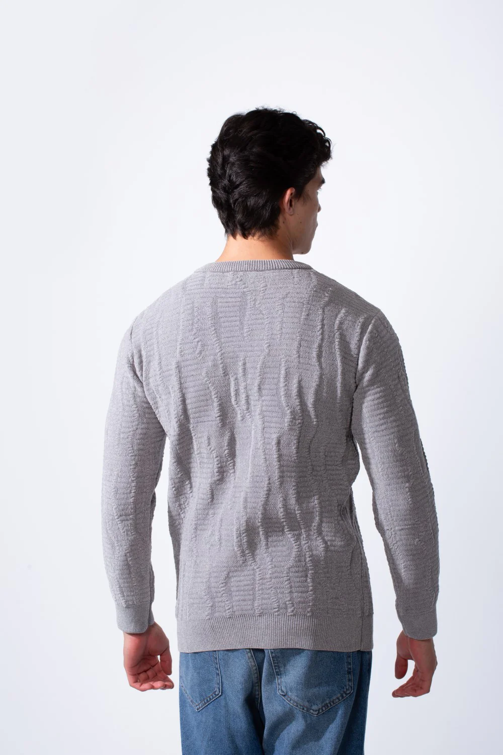 Men's Round Neck Slim Fit Soft Textured Knitted Pullover - Image 6