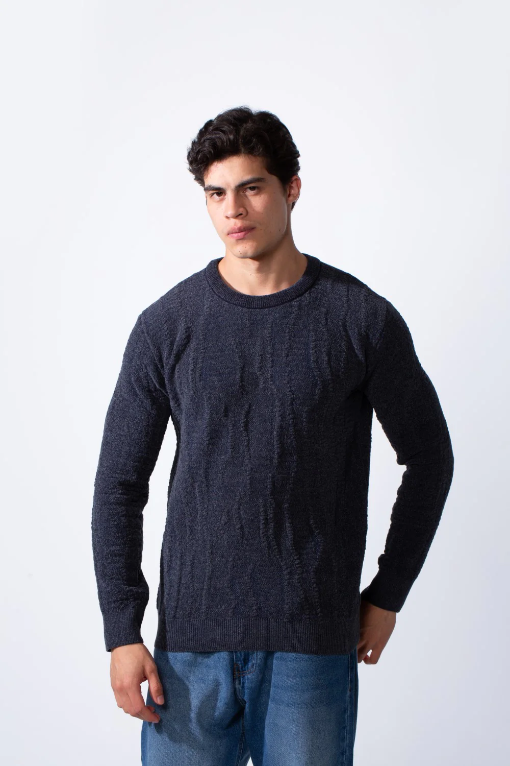 Men's Round Neck Slim Fit Soft Textured Knitted Pullover - Image 9