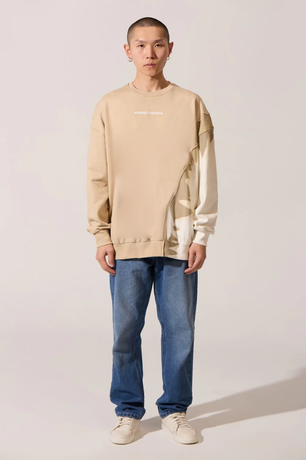 Men's Round Neck Sweatshirt Modern Design Long Sleeve Melton Oversize - Image 4