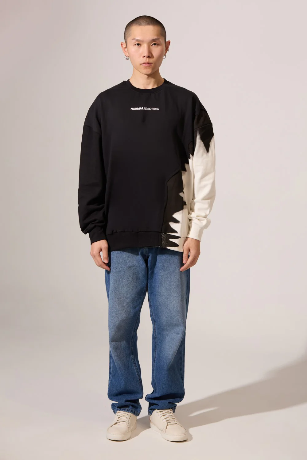 Men's Round Neck Sweatshirt Modern Design Long Sleeve Melton Oversize - Image 8