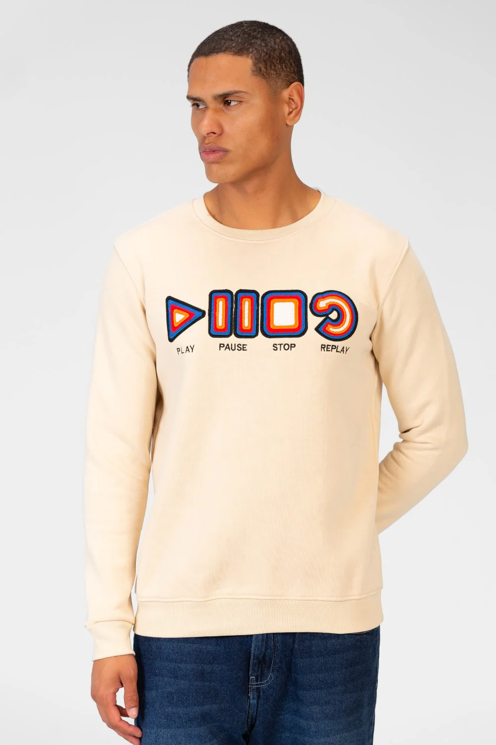 Men's Round Neck Sweatshirt With Front Print