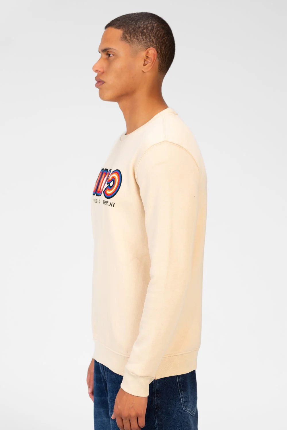 Men's Round Neck Sweatshirt With Front Print - Image 3