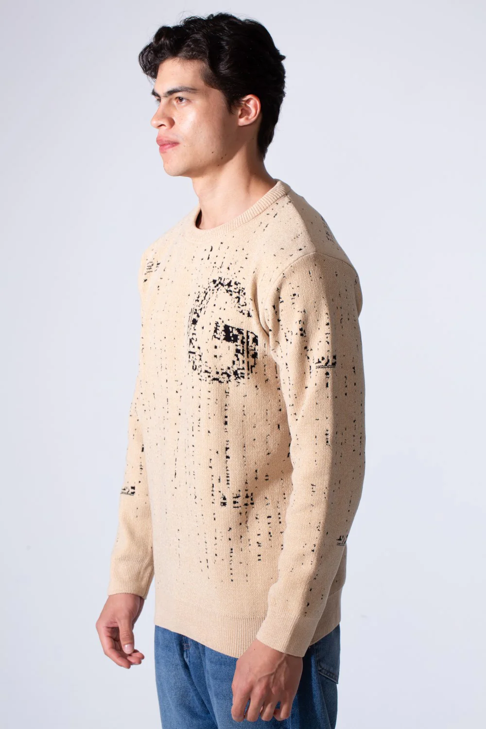 Men's Round Neckline Slim Fit Printed Jakar Modern Casual Pullover Sweater - Image 4