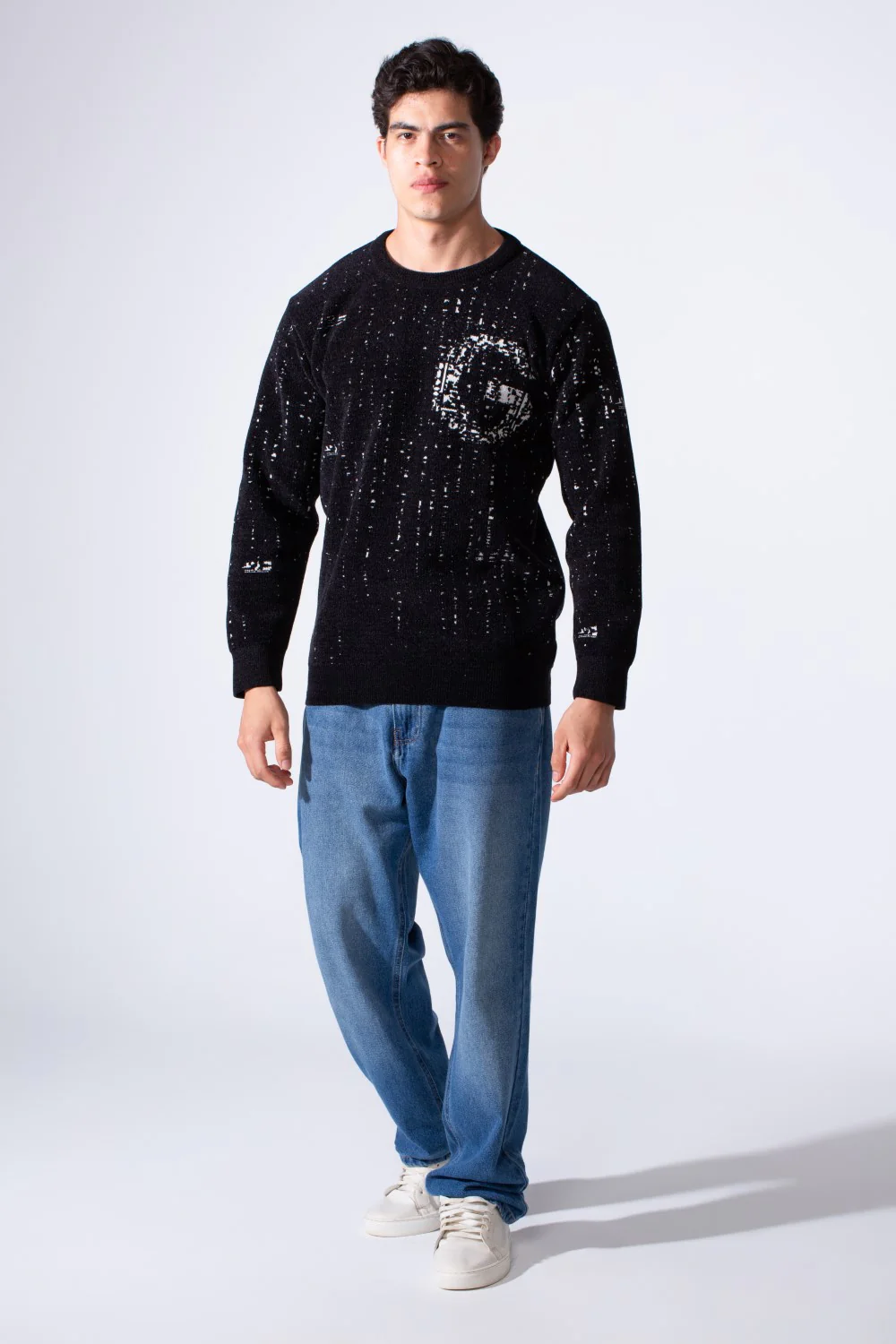 Men's Round Neckline Slim Fit Printed Jakar Modern Casual Pullover Sweater - Image 7