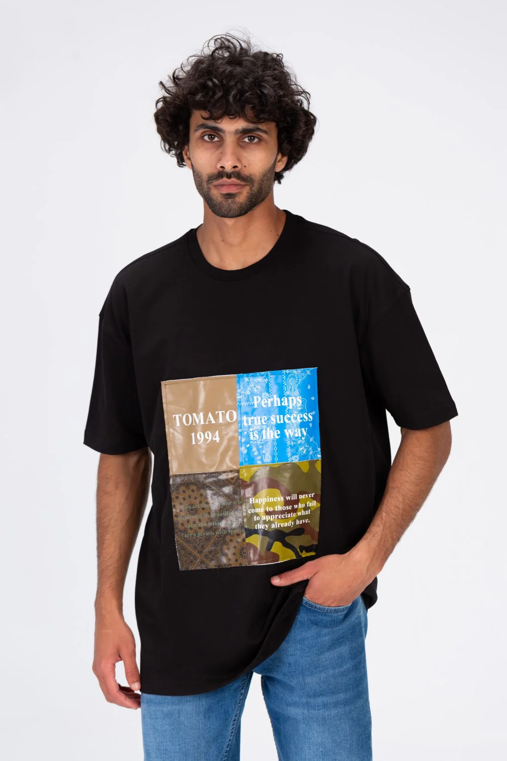 Mens Round Short Sleeve T-shirt With A Print On The Front - Image 6