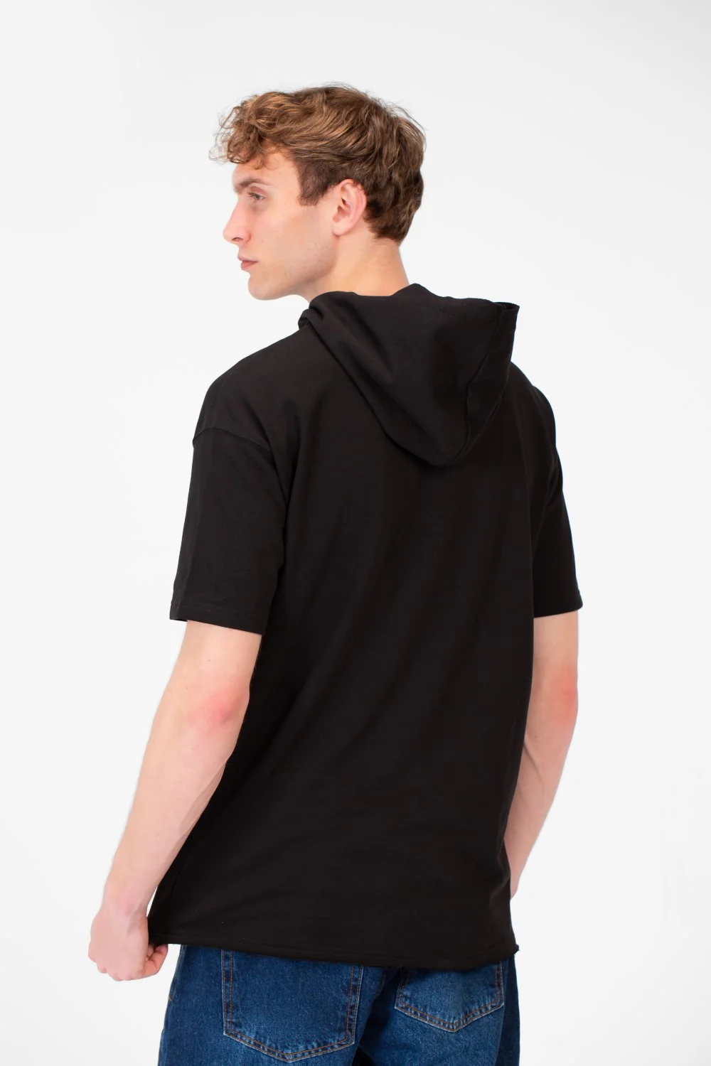 Men's Round Short Sleeves Regular Fit Summer Melton Hood T-shirt - Image 2