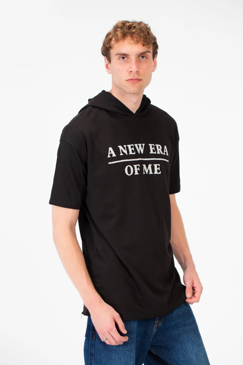 Men's Round Short Sleeves Regular Fit Summer Melton Hood T-shirt - Image 3