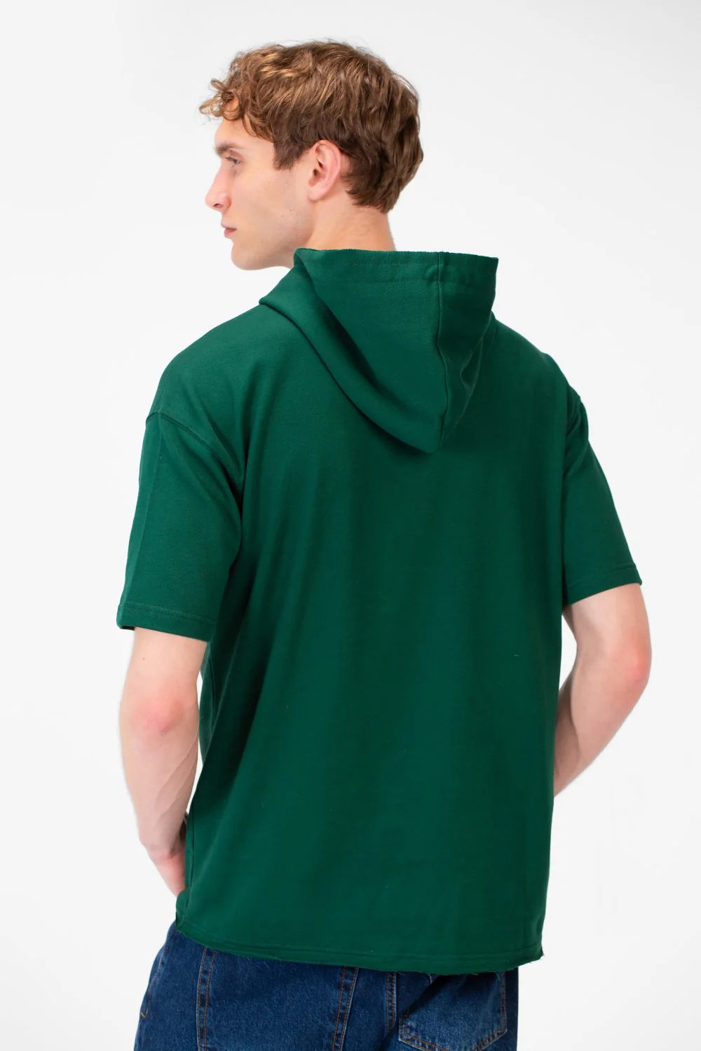 Men's Round Short Sleeves Regular Fit Summer Melton Hood T-shirt - Image 6