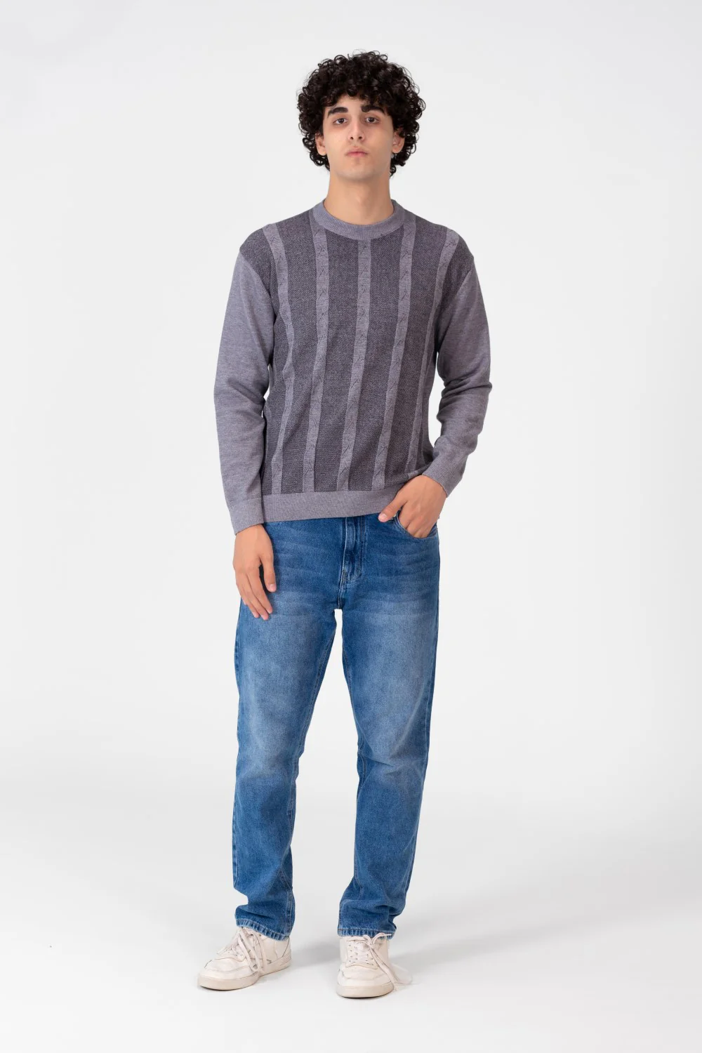 Men's Round Striped Long Sleeve Pullover - Image 3