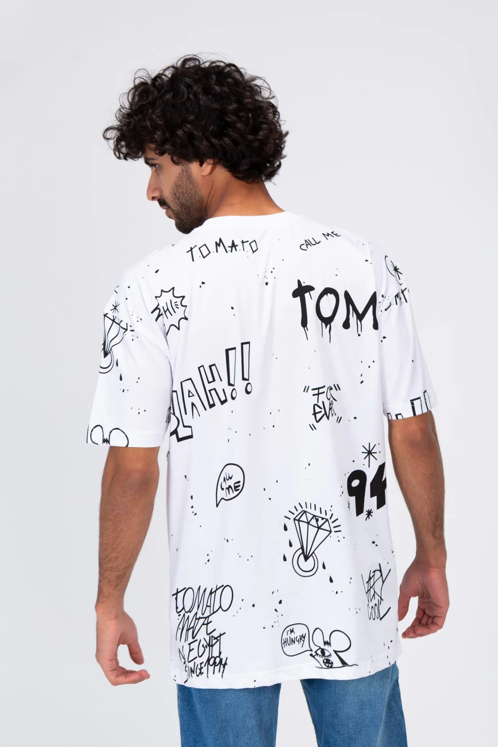 Mens Round T-shirt With Tomato Badge Printed Oon The Front And Back - Image 8