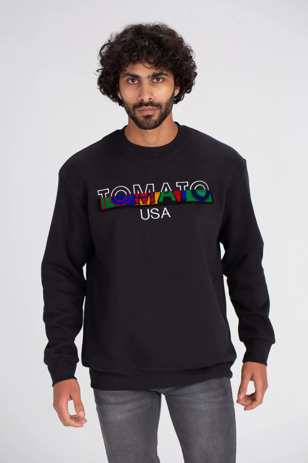 Men's Rounded Neck Padded Front Printed Tomato Usa Sweatshirt - Image 3