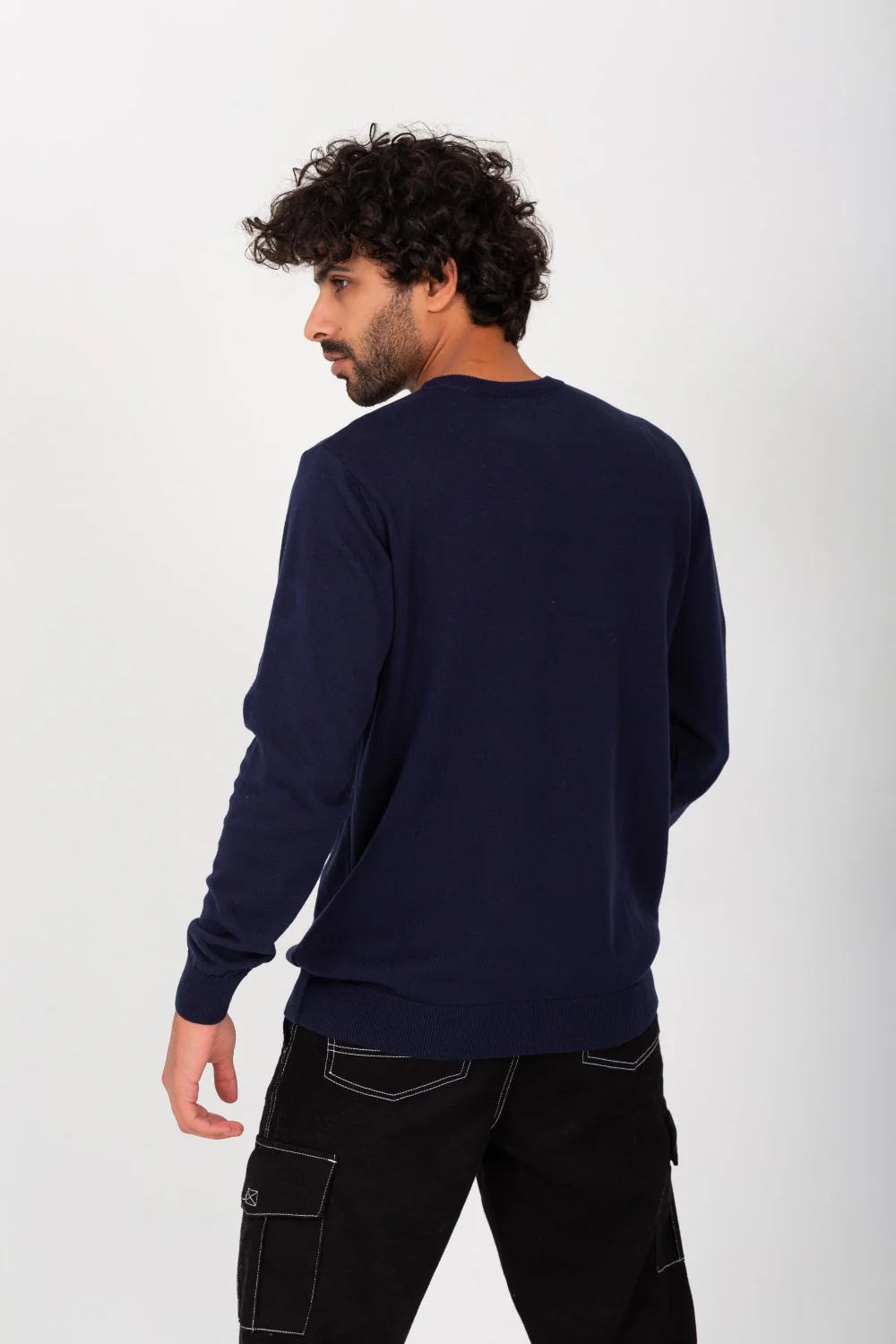 Men's Rounded Neck Padded With Unqiue Modern Pattern Pullover - Image 5