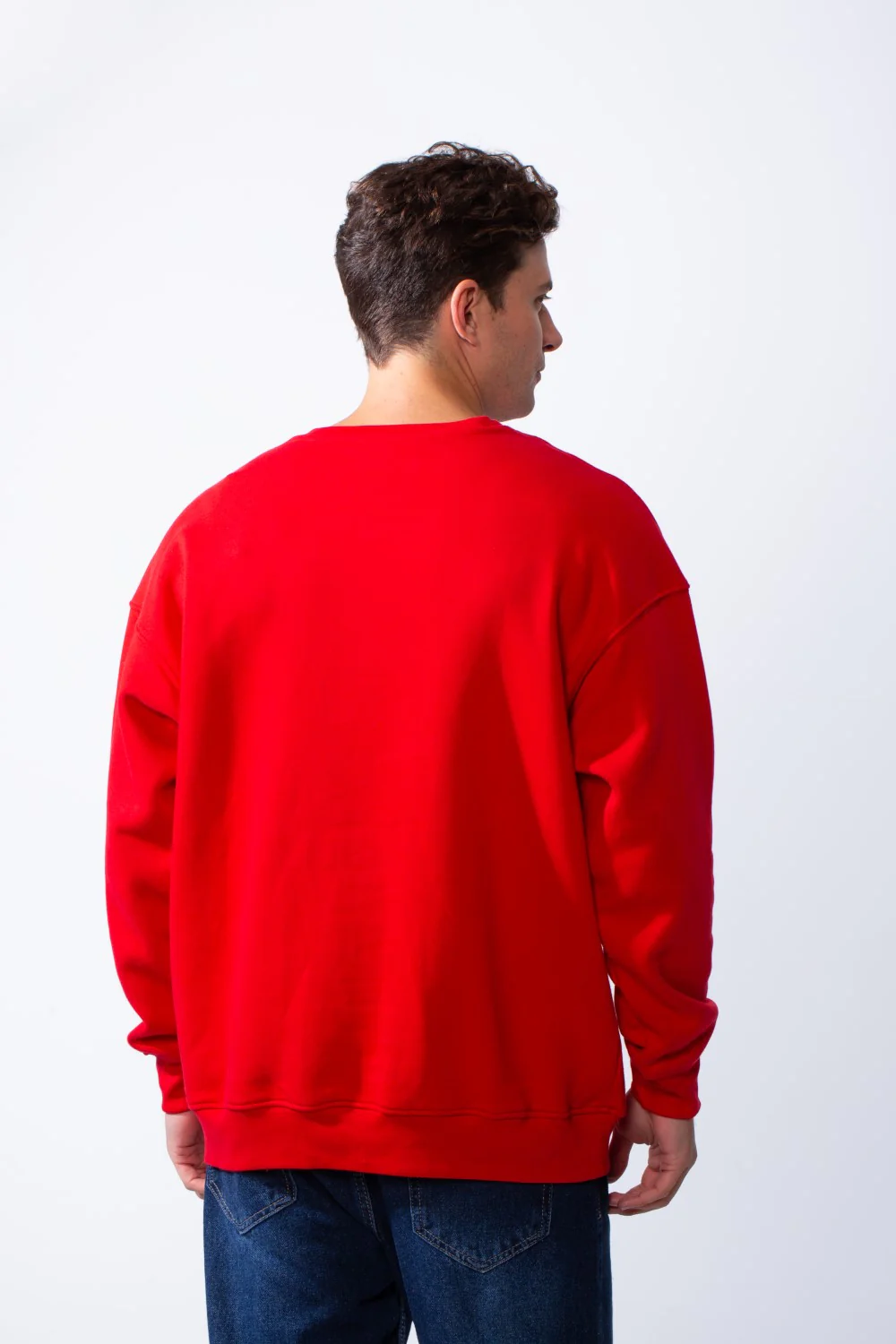 Men's Rounded Neckline With Playful Chest Print Long Sleeves Over Size Casual Everyday Wear Melton Sweatshirt - Image 6