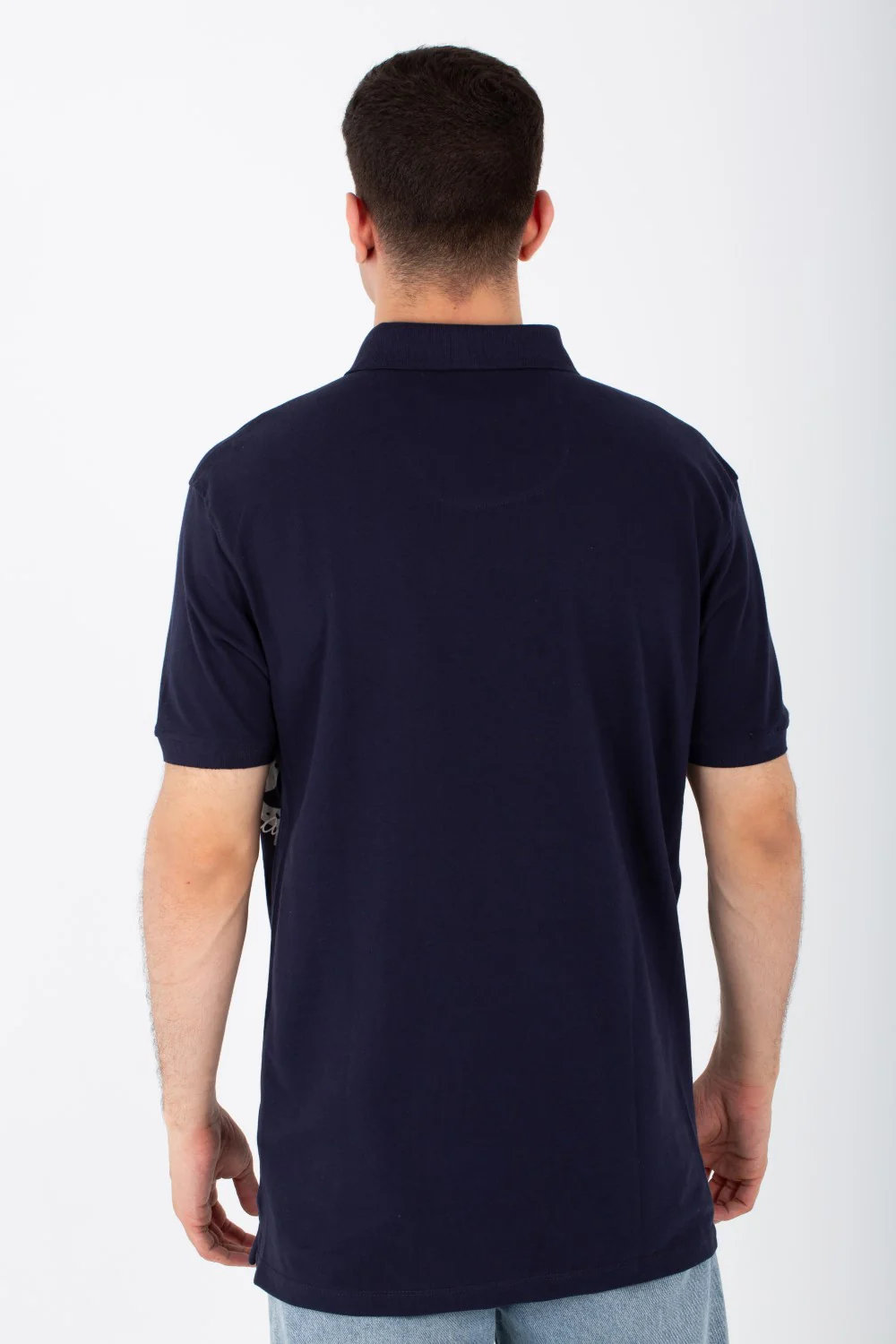 Mens Short Sleeve Slim Fit Polo T-shirt With Front Print - Image 5