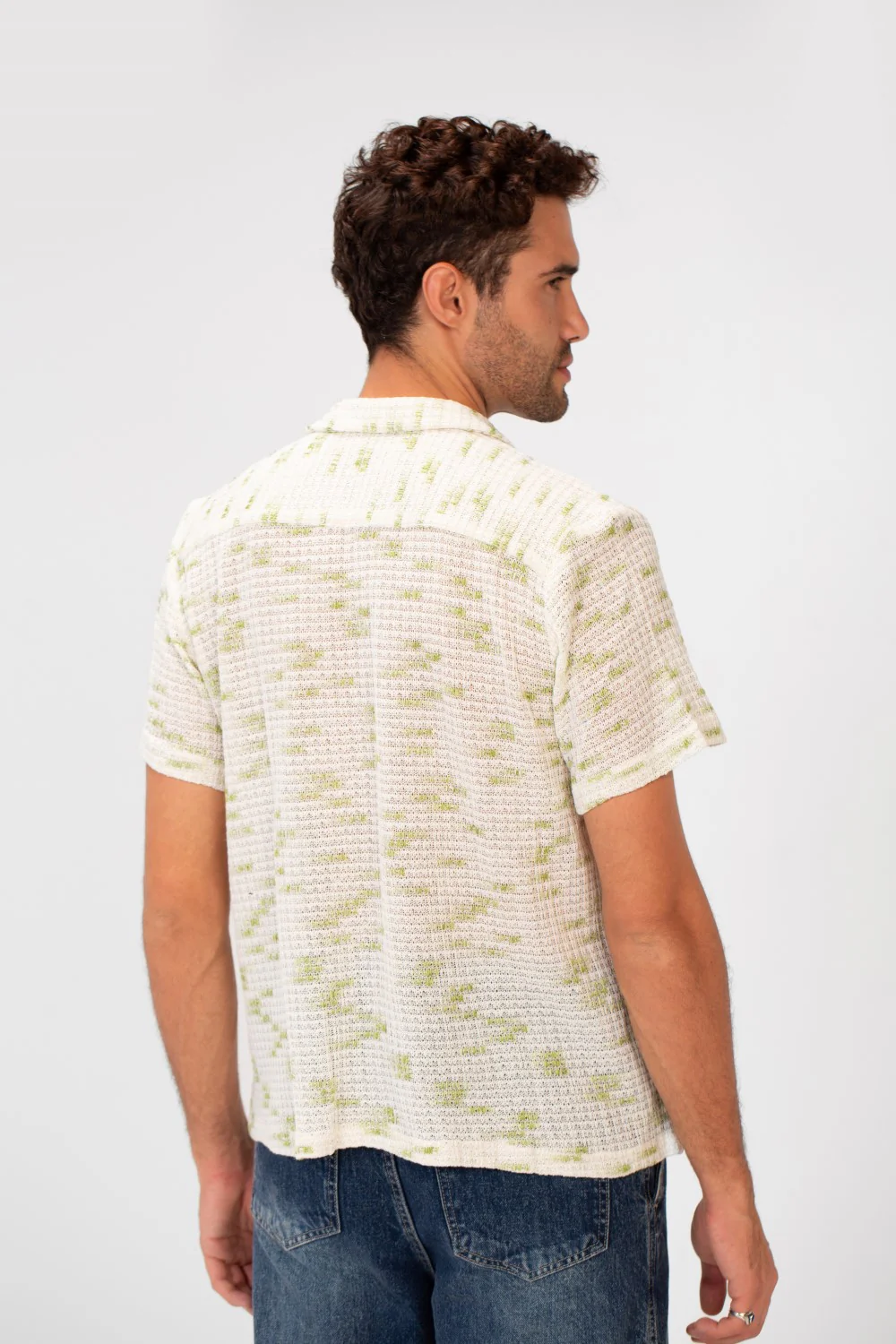 Men's Short Sleeve Slim Fit Transparent Modern Mesh Shirt - Image 10