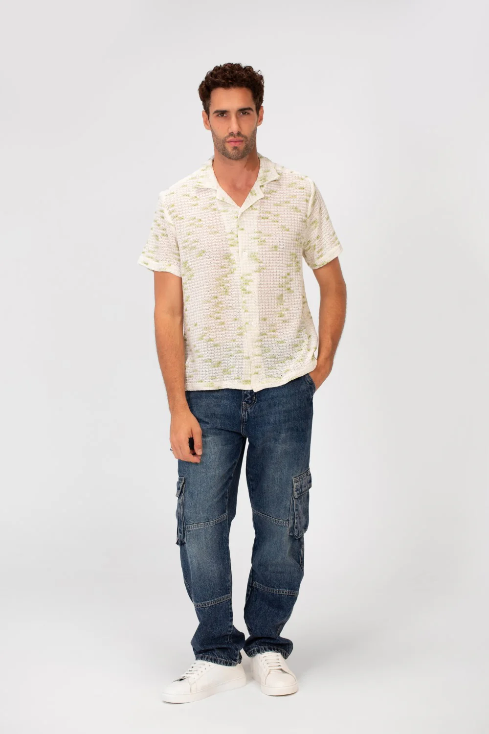 Men's Short Sleeve Slim Fit Transparent Modern Mesh Shirt - Image 12