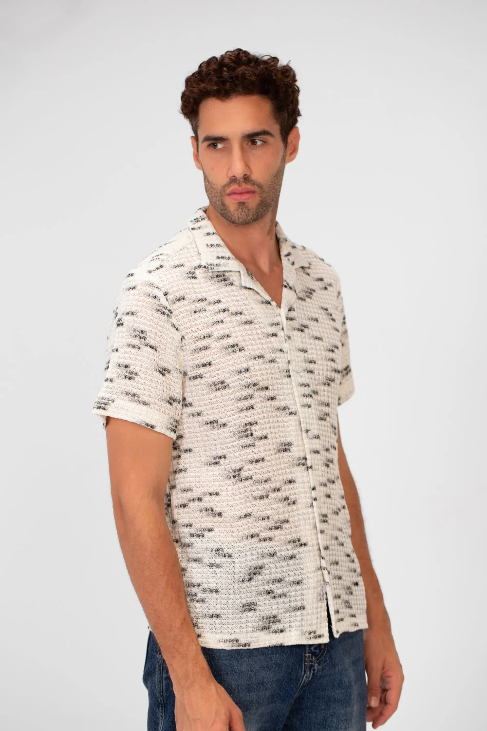 Men's Short Sleeve Slim Fit Transparent Modern Mesh Shirt - Image 3