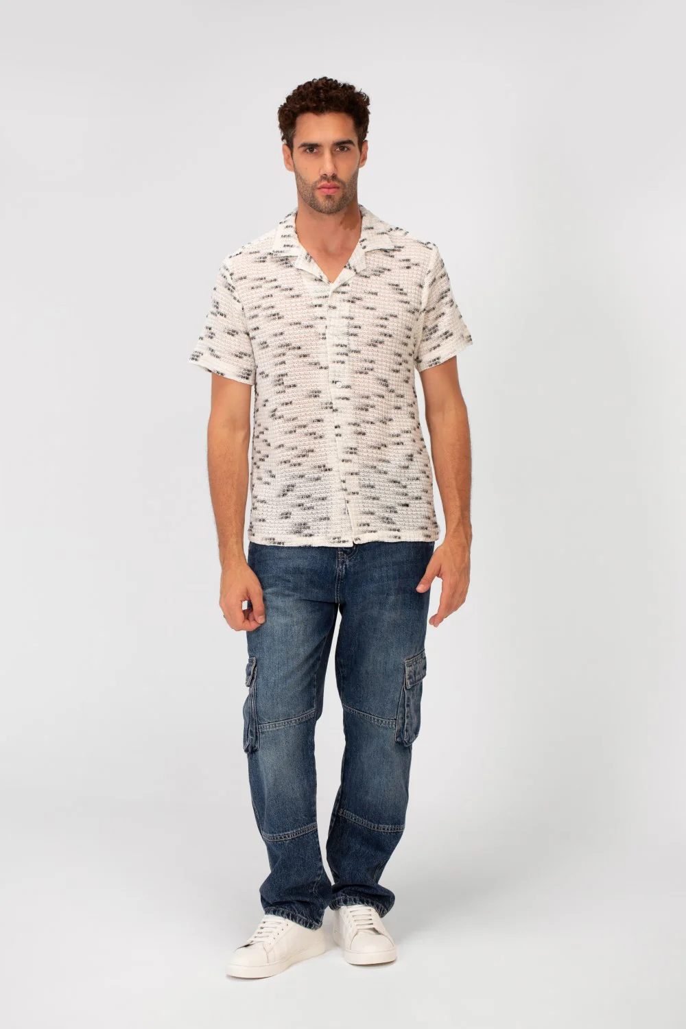 Men's Short Sleeve Slim Fit Transparent Modern Mesh Shirt - Image 4