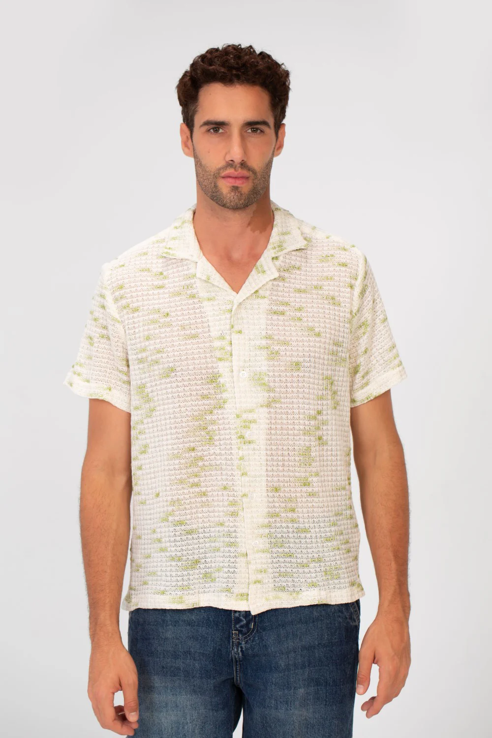 Men's Short Sleeve Slim Fit Transparent Modern Mesh Shirt - Image 9