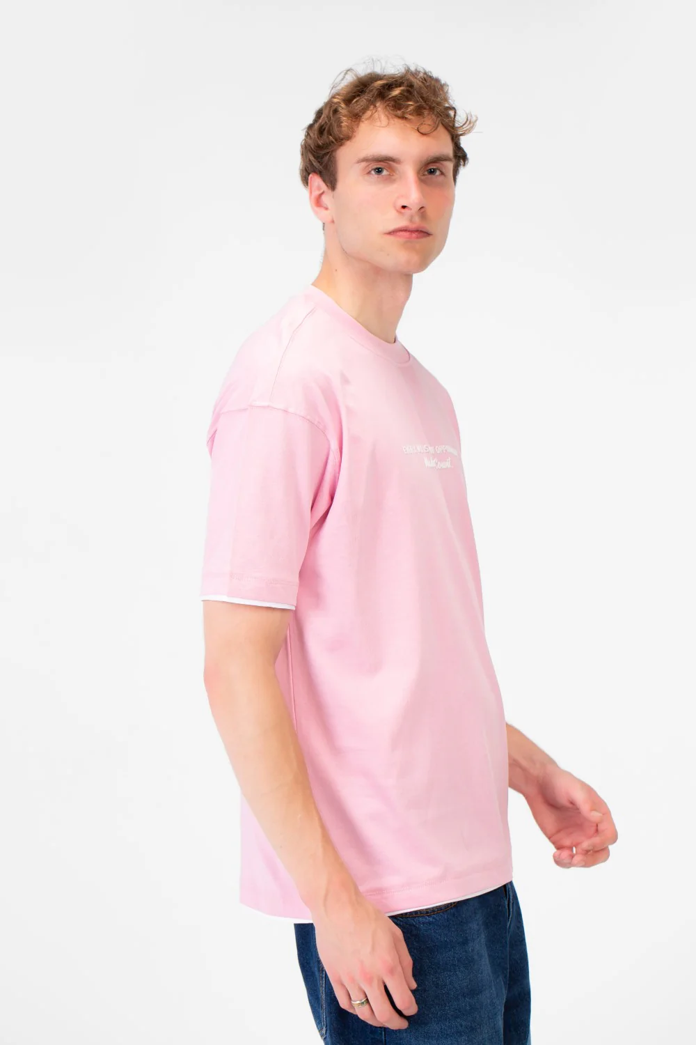 Men's Short-Sleeved Regular Fit T-shirt With Front Text Print And Round Neck - Image 19