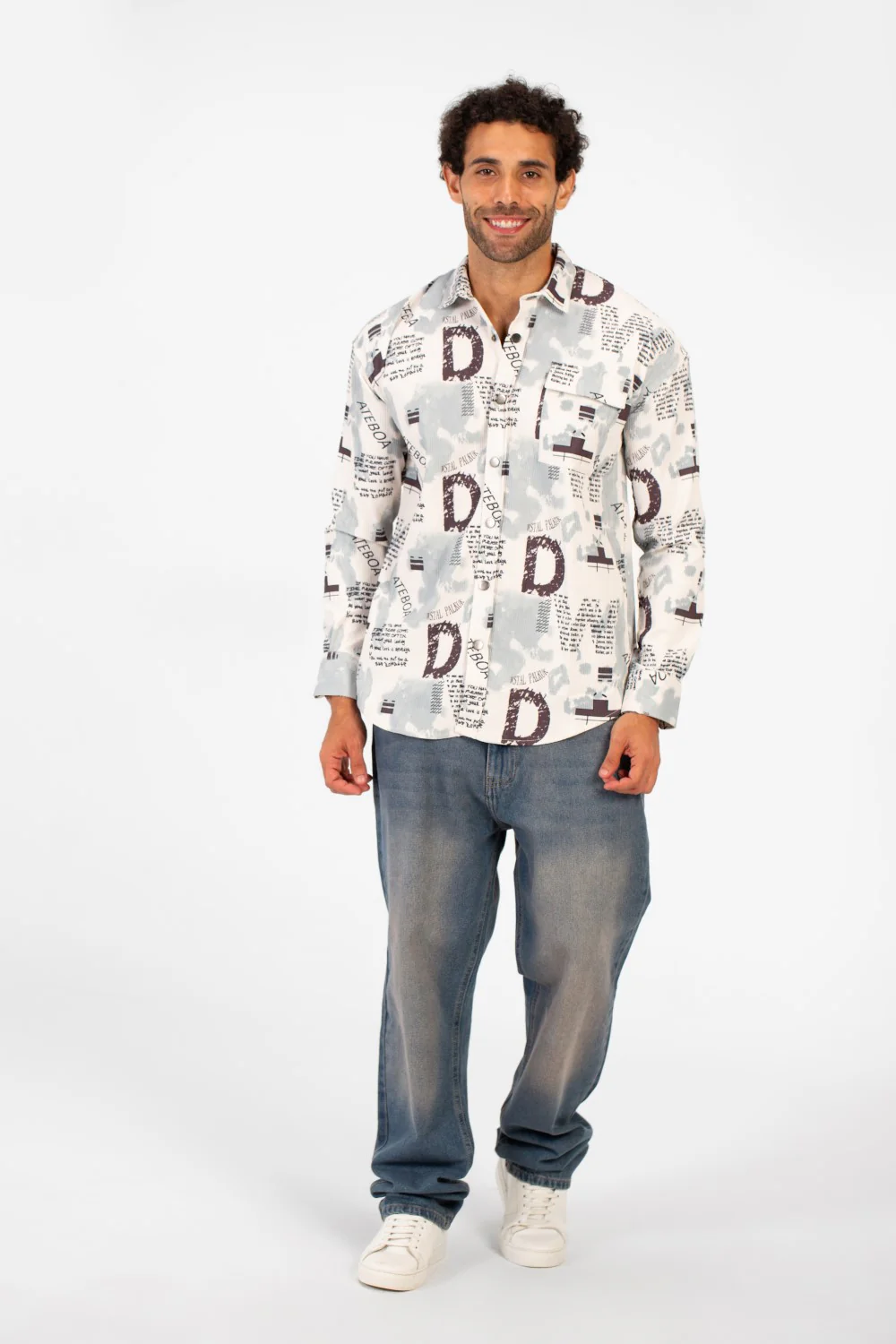 Men's Slim Fit All Over Print Long Sleeve Shirt With Front Pocket - Image 8
