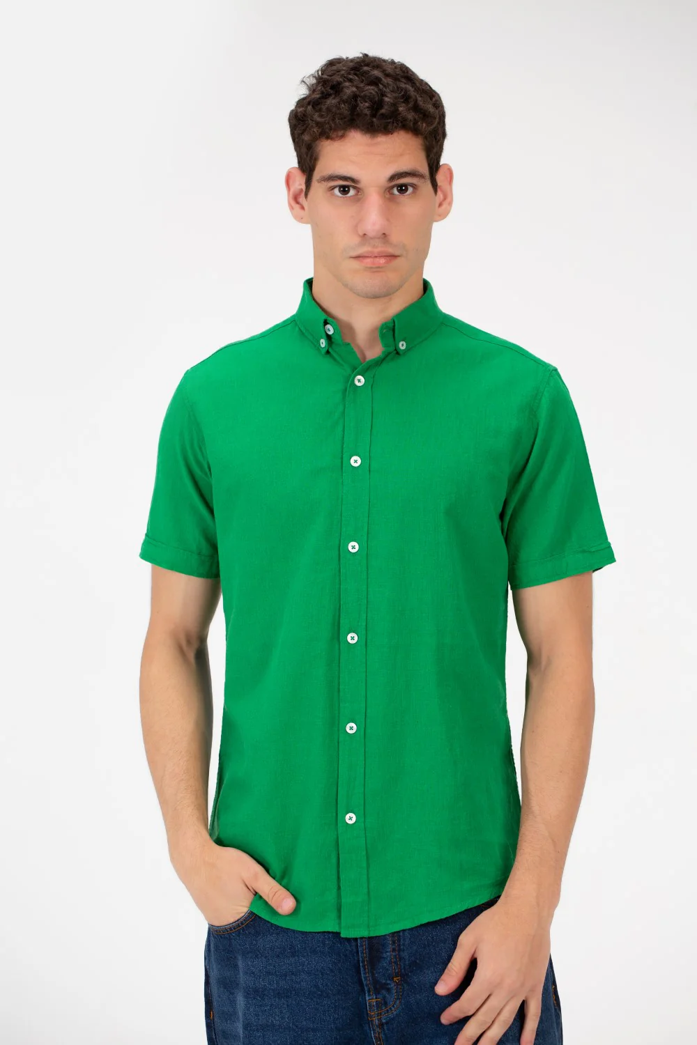 Men's Slim Fit Basic Half Sleeved Shirt - Image 9