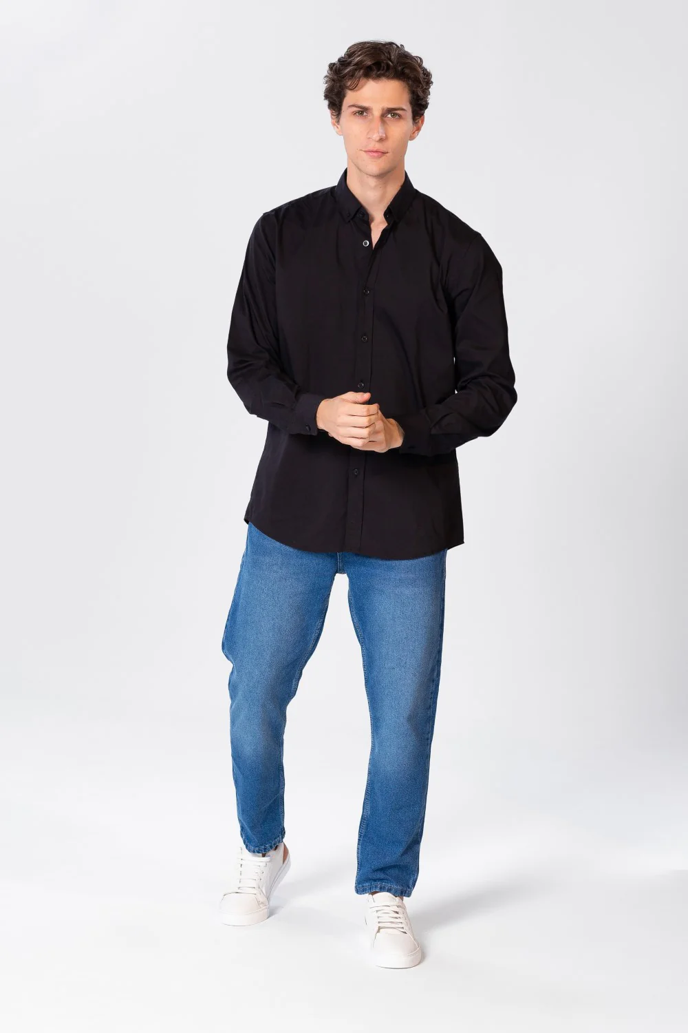 Men's Slim Fit Basic Plain Long Sleeve Shirt - Image 4