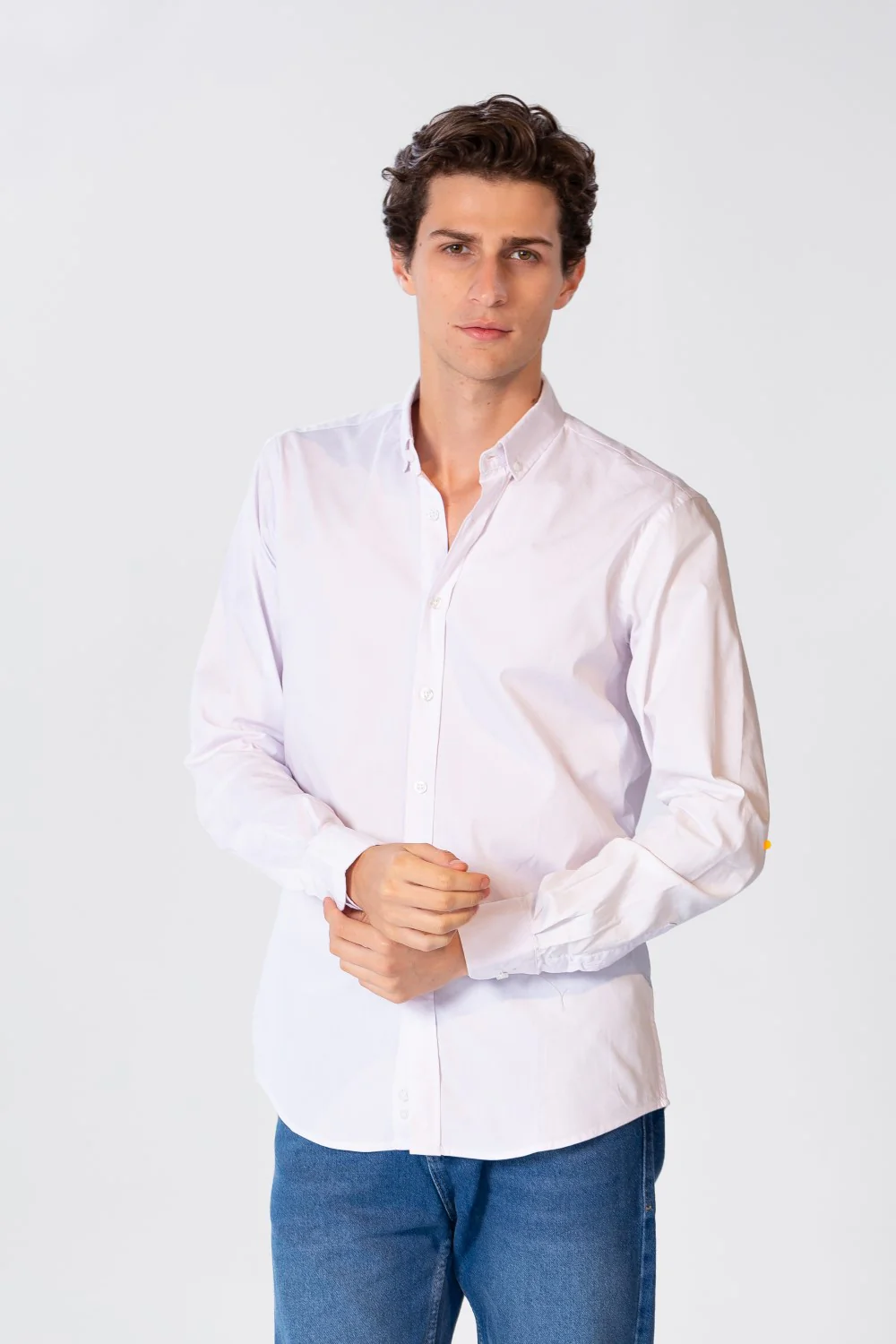Men's Slim Fit Basic Plain Long Sleeve Shirt - Image 5