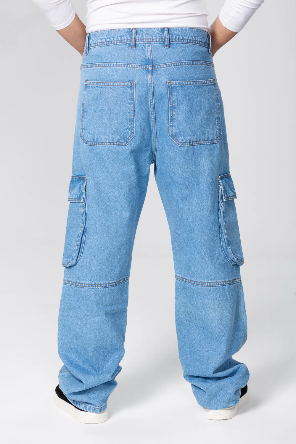 Men's Slim Fit Cargo Jeans Pants With Side Pockets - Image 2